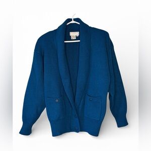 Vintage Eaton Women’s Teal Chunky Knit Cardigan Small